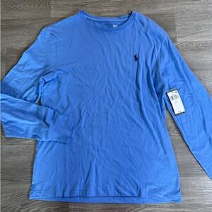 Polo Ralph Lauren Mens Long Sleeve T-Shirt Blue Cotton Pony Logo 710938691012
